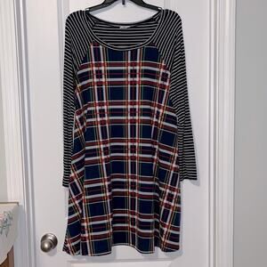 Egs Navy Plaid Swing Dress
